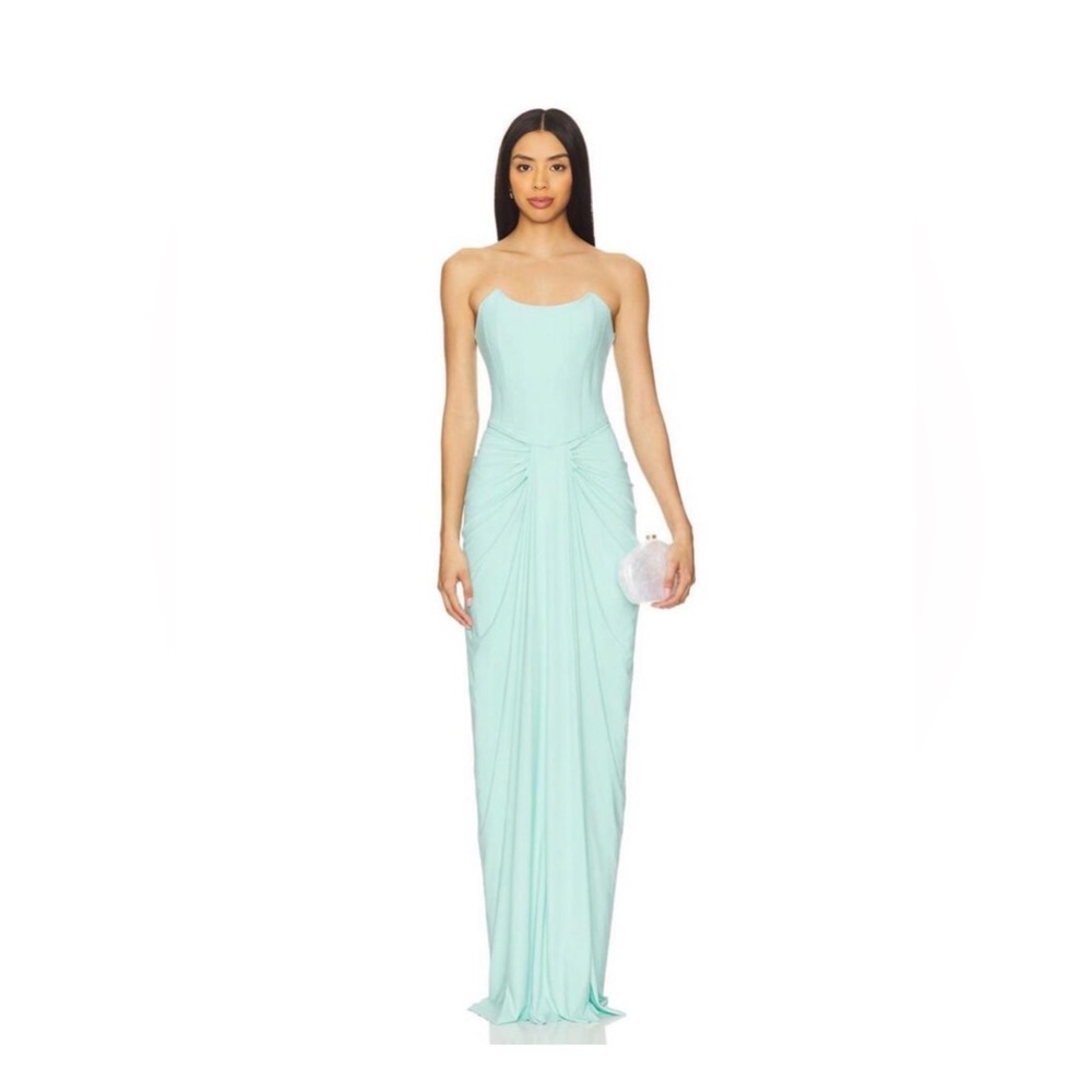 Elegant Strapless Aqua Dress